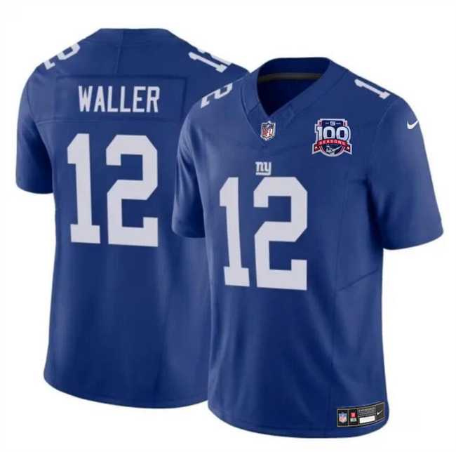 Men & Women & Youth New York Giants #12 Darren Waller Blue 2024 F.U.S.E. 100TH Season Patch Vapor Untouchable Limited Stitched Jersey->new york giants->NFL Jersey